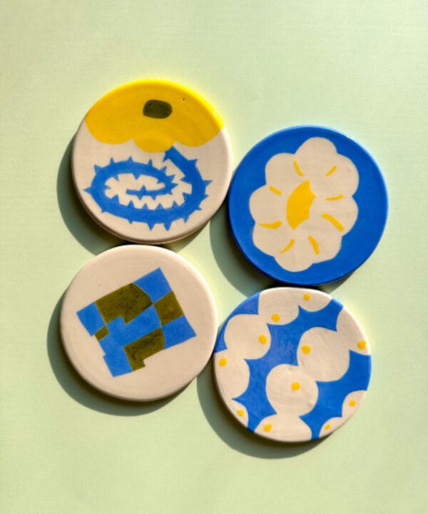 Ceramic Coaster "Cobalt Garden"